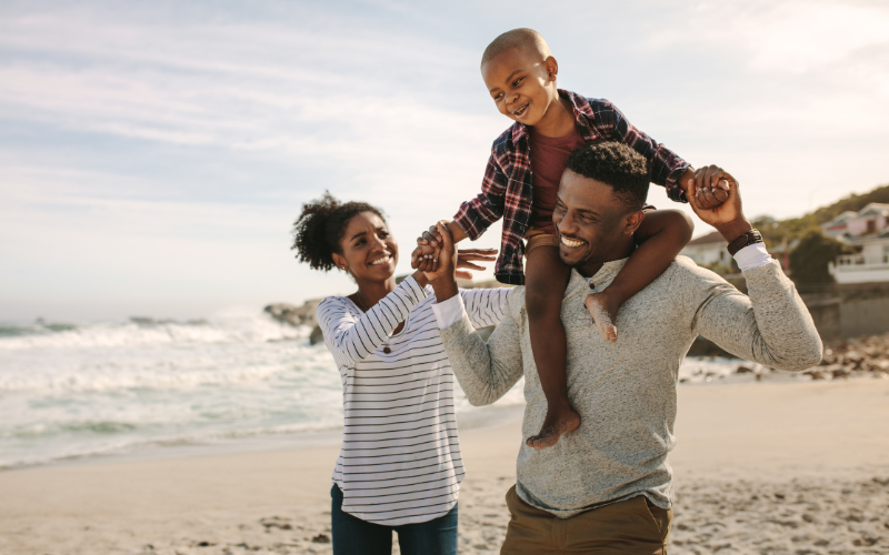 3 family on the beach