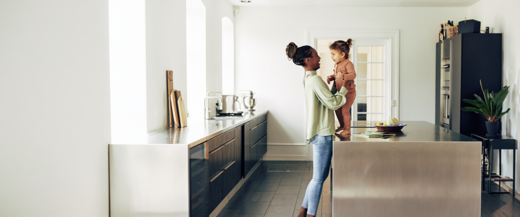 mother and daughter in kitchen